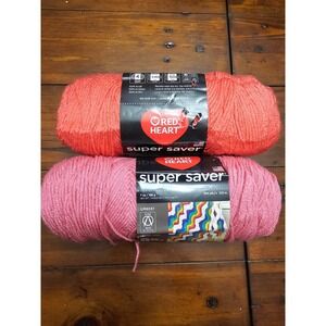 Red Heart Super Saver Yarn Flamingo and Light Raspberry Medium Weight Acrylic